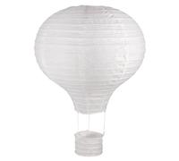 Lampion De Papier Montgolfière, 30cm Ø, Blanc, 40cm, Av. Châssis Métallique, 1 Pces