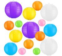 Lampion Papier Boule, 16Pcs Lanterne Papiers 8 Couleurs, Lanterne en Papiers Pastel Multicolore, Lanternes en Papier Rondes à Suspendre pour Mariage,Graduation,Fête d'anniversaire(25cm,20cm,15cm,10cm)