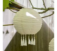 Lampion Solaire Crème à Pampilles Lucena, de 30 cm