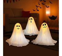 Lampions Fantômes Halloween Lumineux avec Piquets Lot de 3,Décorations Effrayantes pour Jardin, Terrasse, Extérieur,Éclairage d'Ambiance pour Fête,Géants et Effrayants