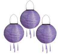Lampions solaires d'extérieur résistant aux intempéries - Lanterne solaire LED - Lampion d'extérieur étanche avec pompon - Lanterne de jardin en papier - Lanterne d'extérieur - 20 cm (3 pièces)