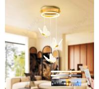 LAMPLAY Lustre LED Doré Moderne, Intensité Variable, 3 Suspensions Papillon, 3000K-6000K, Avec Télécommande, Hauteur Réglable, Pour Couloir, Salle À Manger, Escalier, Villa, Cuisine