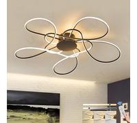 LAMPLAY Plafonnier LED Moderne Noir, Double Couche En Forme De Fleur, 3 000K-6 000K, Intensité Variable Avec Télécommande, Salon Une Chambre Un Bureau Une Chambre D'Enfant Une Cuisine (Ø65cm).