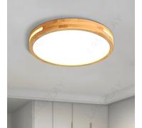 LAMPLAY Plafonnier Rond En Bois, Ø30cm, LED À Lumière Froide, Bois Naturel Original 6000K, 18W, Design Creux Latéral, Idéal Pour Une Chambre Un Salon Un Bureau Une Chambre D'Enfant Une Cuisine
