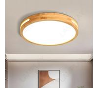 LAMPLAY Plafonnier Rond En Bois, Ø30cm, LED À Lumière Neutre, Bois Naturel Original 4500K, 18W, Design Creux Latéral, Idéal Pour Une Chambre Un Salon Un Bureau Une Chambre D'Enfant Une Cuisine