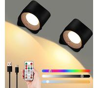 Lampop Applique Murale Interieur, Applique Murale Sans Fil, Lampe Murale Dimmable avec Commande Tactile et à Distance, Lampe Murale à Piles Pour la Lecture et le Chevet (Noir)