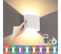 Lampop Applique Murale Interieur avec 13 Couleurs RVB, Lampe Murale LED Rechargeable, Lampe de Chevet Sans Fil Dimmables avec Télécommande ou Tactile pour Chambre, Couloir