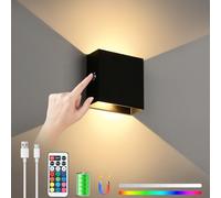 Lampop Applique Murale Intérieure 13 Couleurs RVB, Lampe de Chevet Sans Fil Rechargeable, Télécommande ou Tactile, Applique Murale Magnétique pour Chambre Salon, Noir