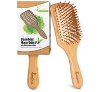 lampox Brosse à cheveux en bambou avec broches naturelles, brosse à paddle, broches en bambou, brosse démêlante, antistatique, anti-frisottis, brosse à boucler, brosse en bois, brosses à cheveux