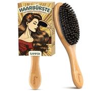 lampox Brosse à cheveux en poils de sanglier pour femme, homme, enfant, pagaie en bambou, poils naturels pour cheveux fins et fins, amélioration de la texture des cheveux (bambou)