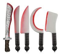 Lamppdcor 5pcs Halloween Simulation Accessoires de machette en Plastique, Effrayant réaliste de Faux Couteau Sang pour décoration