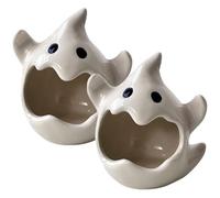 Lamppdcor Bougeoir d'halloween 2pcs Bougeoir Halloween Ceramic Open-Bouche fantômes de thé