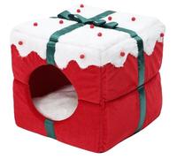 Lamppdcor Guinée Pig Hideout 14x14x14 Boîte Cadeau de Noël Forme de Lapin en Peluche Couppe de Lapin Chaud avec Tapis Amovible pour Chat Lapin de gueula Chinchilla, Cadeau de Noël