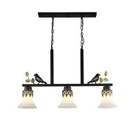 Lamps American Dining Table Chandelier E27 3-Light Glass Shade Pendent Lamp Rustic Metal Strip Ceiling Hanging Light Vintage Home Living Room Kitchen Suspended Fixture