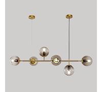 Lamps, Nordic Glass Chandelier E27 6-Light Metal Strip Pendent Lamp Indoor Kitchen Adjustable Suspended Light Fixture Bedroom Dining Table Ceiling Hanging