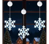 Lamptobe 3 Pièces Décoration Noël Lumineuse avec Ventouse, Lumineuse Fenetre Noel Flocon de Neige, alimentées par piles, 2 Modes, deco noel fenetre lumiere pour Intérieur de Noël, Fête
