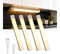 Lamptobe 4 Pack LED Cuisine Sous Meuble,20 cm Lampe de Placard LED,4 Modes,Magnétique,Dimmable Lampe Led Detecteur Mouvement,Eclairage Lampe de Placard sans Fil pour Armoire,Placard,Escalier,Couloir