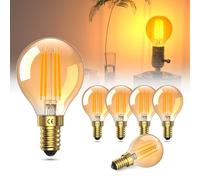 Lamptobe 4W ampoule led e14 blanc chaud 2200K verre ambré 40w égal à Vintage ampoule petit culot à vis G45 à led ampoule filament AC 220-240V,non-dimmable pour l'éclairage décoratif-6pack