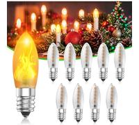 Lamptobe Amouple E10 LED 0.3W Bougies Coniques Ampoules 15V-55V Ampoules de Rechange E10 Blanc Chaud 1800K pour guirlandes de Noël arche lumineuse chandelier, Lot de 10