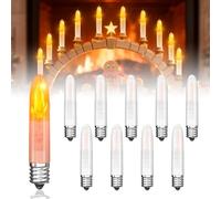 Lamptobe Ampoule E10 LED Bougie 0.2W Flamme vacillante - Ampoules E10 de rechange - 3LM Blanc Chaud 1800K Ampoule Bougie LED pour Arche Lumineuse, Arbre de Noël, Guirlande, Lot de 10