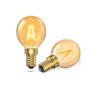 Lamptobe Ampoule LED E14 Blanc Chaud 1W, Ampoule Petit Culot à Vis E14 2200K G40 Baillonette Verre Ambré Ampoule Filament Équivalent 10W, Ampoule Décorative Pour Café, Bar (Non Dimmable, 2PCS)