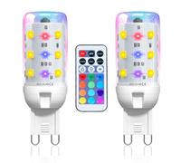 Lamptobe Ampoule LED G9 RGBW, Dimmable 2W G9 Ampoule LED Couleur Avec TéLéCommande, 12 Couleurs RGB + Blanc Chaud 3000K, RGB Pour la DéCoration, la FêTe, le Bar, lot de 2