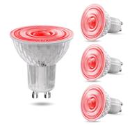 Lamptobe Ampoule LED GU10 Couleur Rouge,5W MR16 lampe LED Rouge non dimmable, Angle de faisceau 120°, Halogène 50W équivalent, pour éclairage paysager et éclairage décoratif,Lot de 4