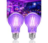 Lamptobe Ampoule Lumiere Noire E27 Variable 6W, UVA 385-400nm | pour Halloween, Fête, Bar, Luminescent à 360° Dans L'obscurité, Ampoule Lumière Noire E27, AC220-240V, Lot de 2