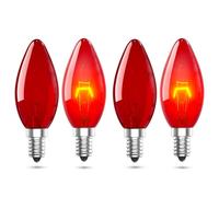 Lamptobe Ampoule Rouge E14 26W - Ampoule E14 Couleur Rouge Dimmables SES C35 Ampoules Colorées pour Foyer Électrique, Décoration Halloween Noël, Lustre, Lampe de Table (Pack de 4)