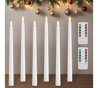 Lamptobe Bougies à LED Flamme Vacillante, Bougie Electrique Fonctionnant sur Piles avec Télécommande, Bougies Vacillantes Sans Flamme, Fausse Bougie pour Noel Anniversaire Chambre Mariage, Lot de 6