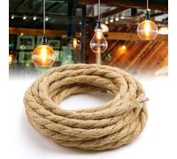 Lamptobe Corde Electrique 2 Noyaux,10 M Fil électrique Tissu Cable Electrique Corde 3 x 0,75mm²Rétro Corde de chanvre tressé torsadée Câble pour Accessoires de Lampe à Suspendre