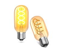 Lamptobe Dimmable Vintage Ampoule LED E27, 4W Rétro Edison Ampoule Spiral LED Filament Blanc Chaud 2700K Equivalent à 40W, Antique Ampoule Decorative Pour Café Bars Restaurant (Verre Ambré, Lot de 2