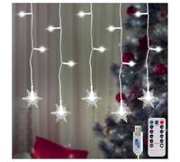 Lamptobe Flocon de Neige Rideau Lumiere, 2M USB Flocon de Neige Guirlande Lumineuse 103 LEDS Rideau Lumineux Noel Flocon Neige avec télécommande et fonction Minuterie, 8 Modes -Blanc froid 6000K