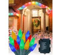 Lamptobe Guirlande Lumineuse à Piles, Vintage 5M 50 fraises LED pour arbre de Noël, câble vert, étanche, 8 modes d'éclairage pour la décoration de fêtes, Halloween et Noël.