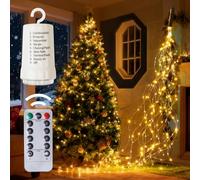 Lamptobe Guirlande Lumineuse LED à Cascade Étanche pour Sapin Noël, 2M 200 LED avec Minuterie & Télécommande, 8 Modes Lumineux pour Intérieur, Extérieur, Jardin et Décorations (Pots, Cruches)