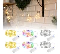 Lamptobe Guirlande Lumineuse LED,Mini Guirlande LED à Pile 20 LEDs,Mini Guirlande Intérieure LED 2m,Petites Guirlandes Lumineuses Piles pour Décoration Noël,Bouteille,Mariage,Fête,Chambre (6 Pièces)