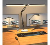 Lamptobe Lampe de bureau LED, Double tête avec clip, 2000 LM, 20W, 3 modes de température de couleur, 11 niveaux de luminosité - pour bureau, lecture, peinture