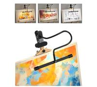 Lamptobe Lampe de Chevalet de Peinture, Lampe Pince avec 3 Températures de Couleur & 10 Niveaux de Luminosité, 7W Lampe Bureau LED Rechargeable pour Piano, Lit et Dessin, Flexible et USB-C