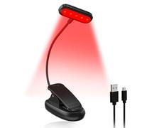 Lamptobe Lampe de Lecture Rouge 670nm et Ambre, USB-C Rechargeable Dimmeable Liseuse sans Llumière Bleue, Lampe Pince pour Lit, Flexible à 360°pour Nachtlektüre, Lecture des Enfants