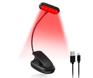 Lamptobe Lampe de Lecture Rouge 670nm et Ambre, USB-C Rechargeable Dimmeable Liseuse sans Llumière Bleue, Lampe Pince pour Lit, Flexible à 360°pour Nachtlektüre, Lecture des Enfants