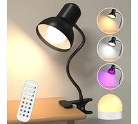 Lamptobe Lampe de Lecture Sans Fil Rechargeable - Pince pour Lit & Bureau, 3 Températures + 12 Couleurs, 10 Niveaux Luminosité, Camping, Ambiance RGB