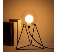 Lamptobe Lampe de Table Industrielle pour Chambre - Lampe de Chevet Minimaliste avec Pied en Fer, 2200K Blanc Chaud, Lampe de Nuit Moderne pour Salon Bureau Maison