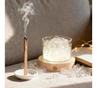 Lamptobe Lampe Quartz Pierres Lithotherapie avec Palo Santo, Cadeau Purification Énergétique en Femmes, Pierres d'Équilibrage Chakras Reiki Spirituel pour Méditation Yoga Maison au Bureau