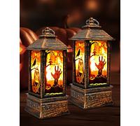 Lamptobe Lanterne Halloween 19 CM de Haut, Decoration Halloween avec lumière LED, Halloween Lanterne Portables, Lanterne de Halloween Decoration pour accessoires de fête d'Halloween - 2 pièces