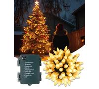 Lamptobe LED Guirlande Lumineuse 5M, 50 LED Blanc Chaud Guirlande Lumineuse Sapin de Noel a Pile, IP44 Bulbes de Fraises LED Pile pour chambre,balcon, mariage,décoration de Noël
