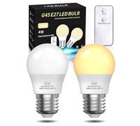 Lamptobe Lot de 2 grandes ampoules à vis E27 avec télécommande, blanc chaud 3000 K, culot G45 (équivalent à 40 W), 2 modes