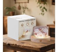 Lamptobe Pierres Chakra Naturelle Lithotherapie avec Base LED - Set de Rechargeable Lampe Lumière pour Chakra Lithotherapie Chambre Méditation Cristaux Cadeau Spirituel Relaxation Énergétique Yoga