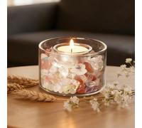 Lamptobe Porte-bougie Chakra avec Pierres de Cristal thérapeutiques, Set Porte-bougies Méditation, Cadeau Spirituel pour Femme, Anti-stress, Yoga, Bain, Énergie Reiki (Bougie Non Incluse)