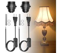 Lamptobe Porte-bouteille E27 Adaptateur de bouteille avec interrupteur et prise, kit d’adaptateur de bouteille pour lampe de table de bouteille de vin DIY, noir 2-Pack