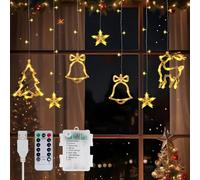 Lamptobe Rideau Lumineux Noel Intérieur 3.5 M avec Télécommande, 120 LEDs 8 Modes d'Éclairage Guirlande Lumineuse Rideau Pile ou USB Alimentation